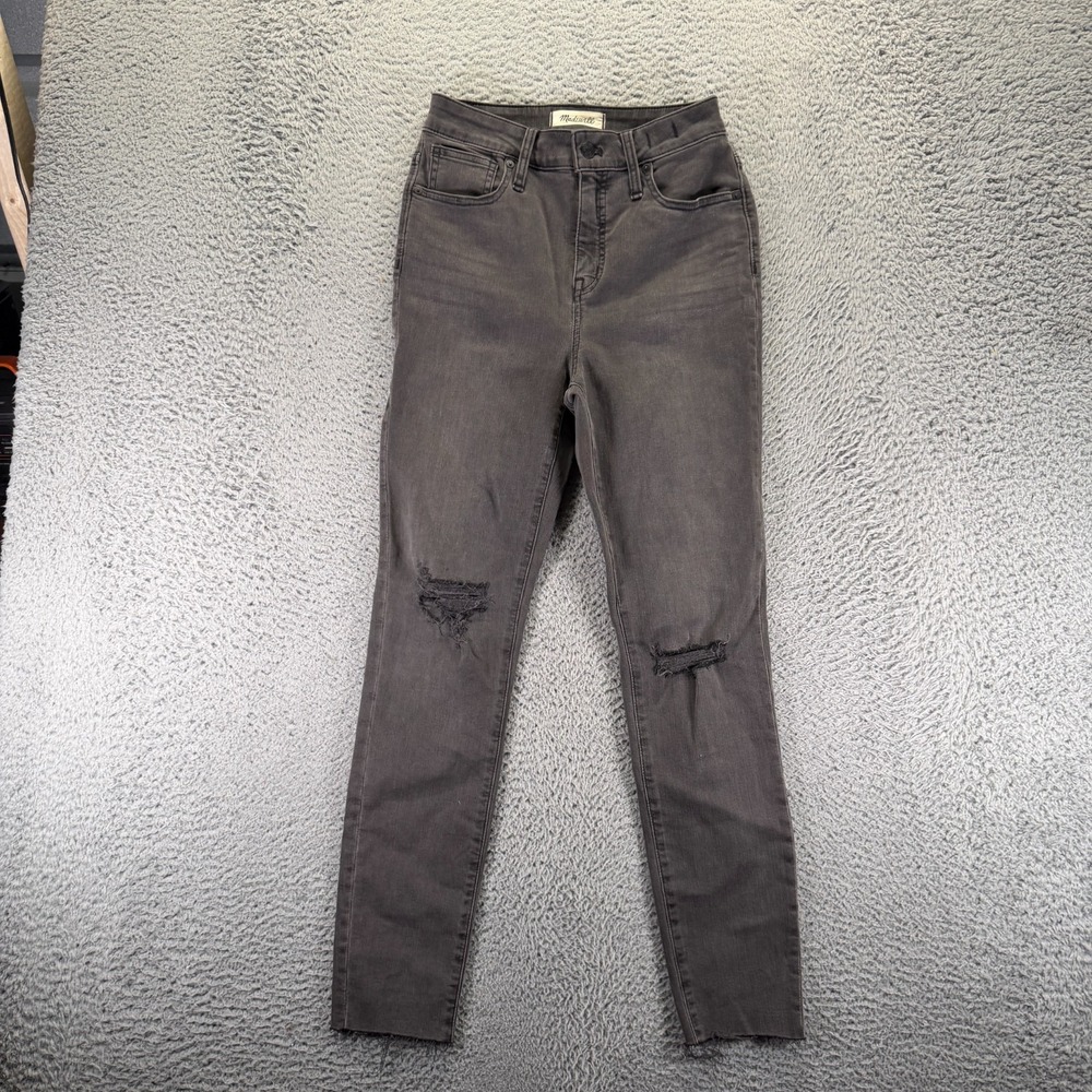 Madewell Jeans Women's 26x28 Gray Cotton Denim Skinny Curvy High Rise Stretch